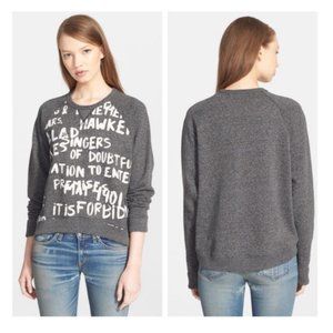 Rag & Bone Gray Graffiti Raglan Sweatshirt Medium